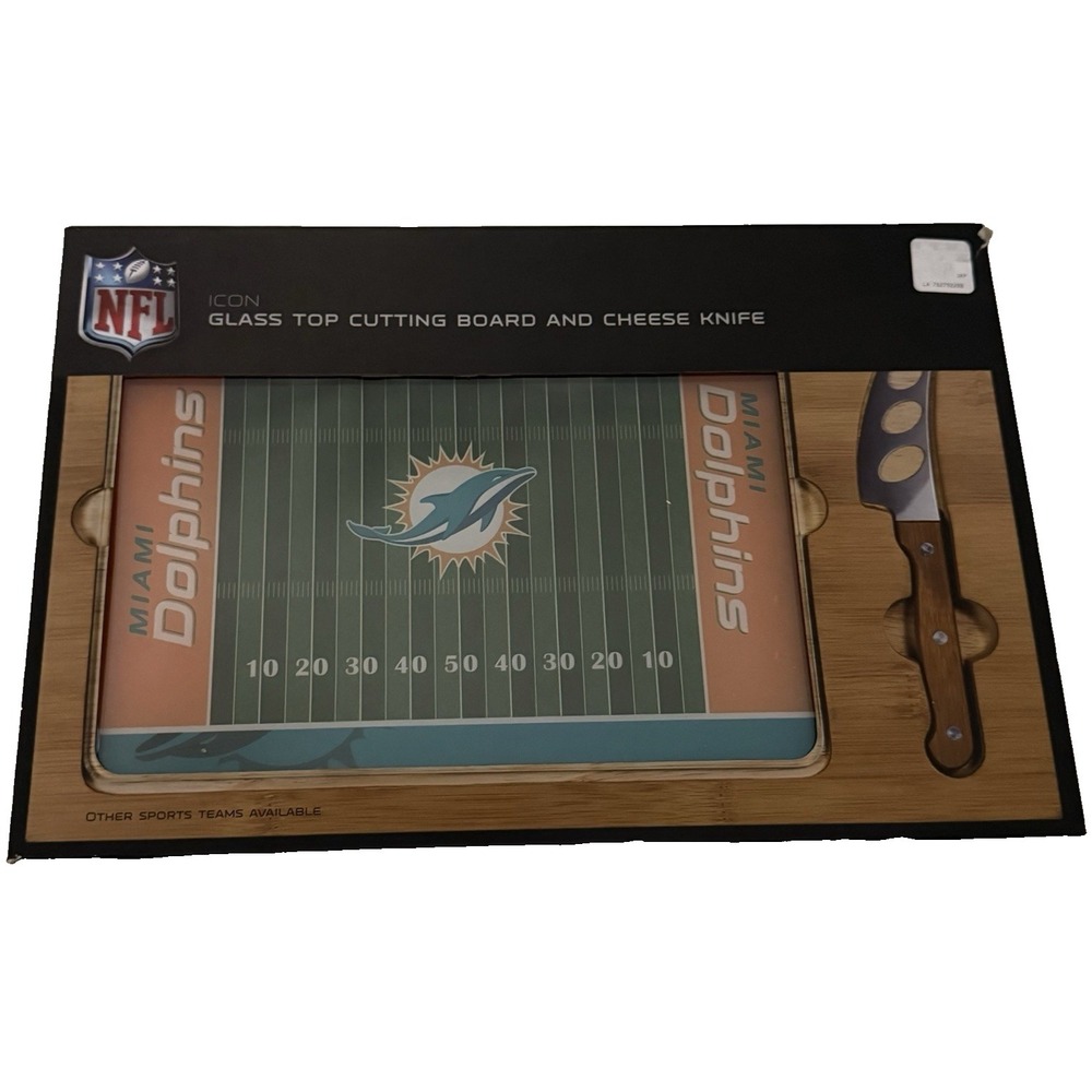 Charcuterie Board & Cheese Knife NFL Miami Dolphins logo Digital &  Natural Wood